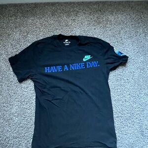 Nike Black Tee with Blue 'Have a Nike Day' Print